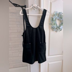 Jane Plus One Retro Velvet Jumper Overall Skirt Mini Dress with Pockets